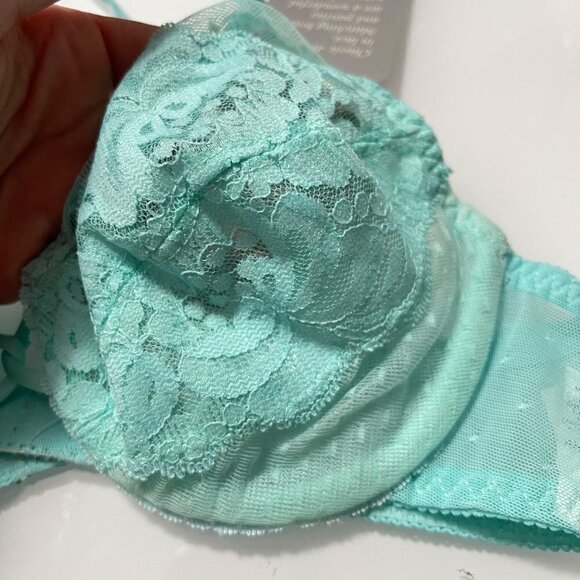 Inclinations Vintage Women's NWT Dead Stock Mint Green Lace Underwire Bra Sz 34B - Picture 4 of 8